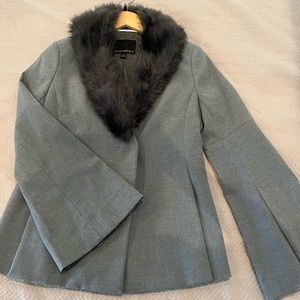 Light wool jacket / cape with removable faux fur collar